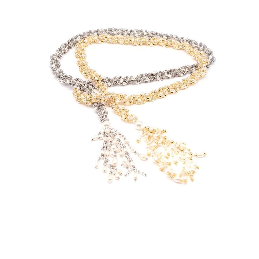 Lady Grey Beads Necklace The Exquisite Tassel Lariat: Pearl Statement Necklace