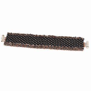 Lady Grey Beads Bracelet The Outlier, Matte Black, Silver & Rose Gold Crystal: Statement Bead Woven Bracelet by Lady Grey Beads