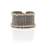 Lady Grey Beads Bracelet The Outlier, Matte Silver, 24kt White Gold, Pearl & Clear Swarovski Crystal: Statement Bead Woven Bracelet by Lady Grey Beads