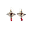 Lady Grey Beads Earrings Armored Goddess, Silver, Black & Red Crystal: Statement Bead Woven Earrings