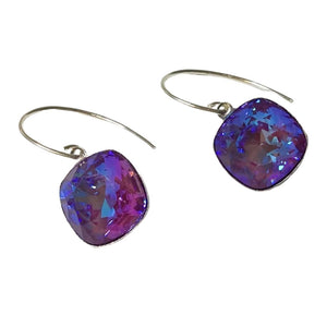 Lady Grey Beads Earrings Dazzling Burgundy Blue: Swarovski Crystal Earrings