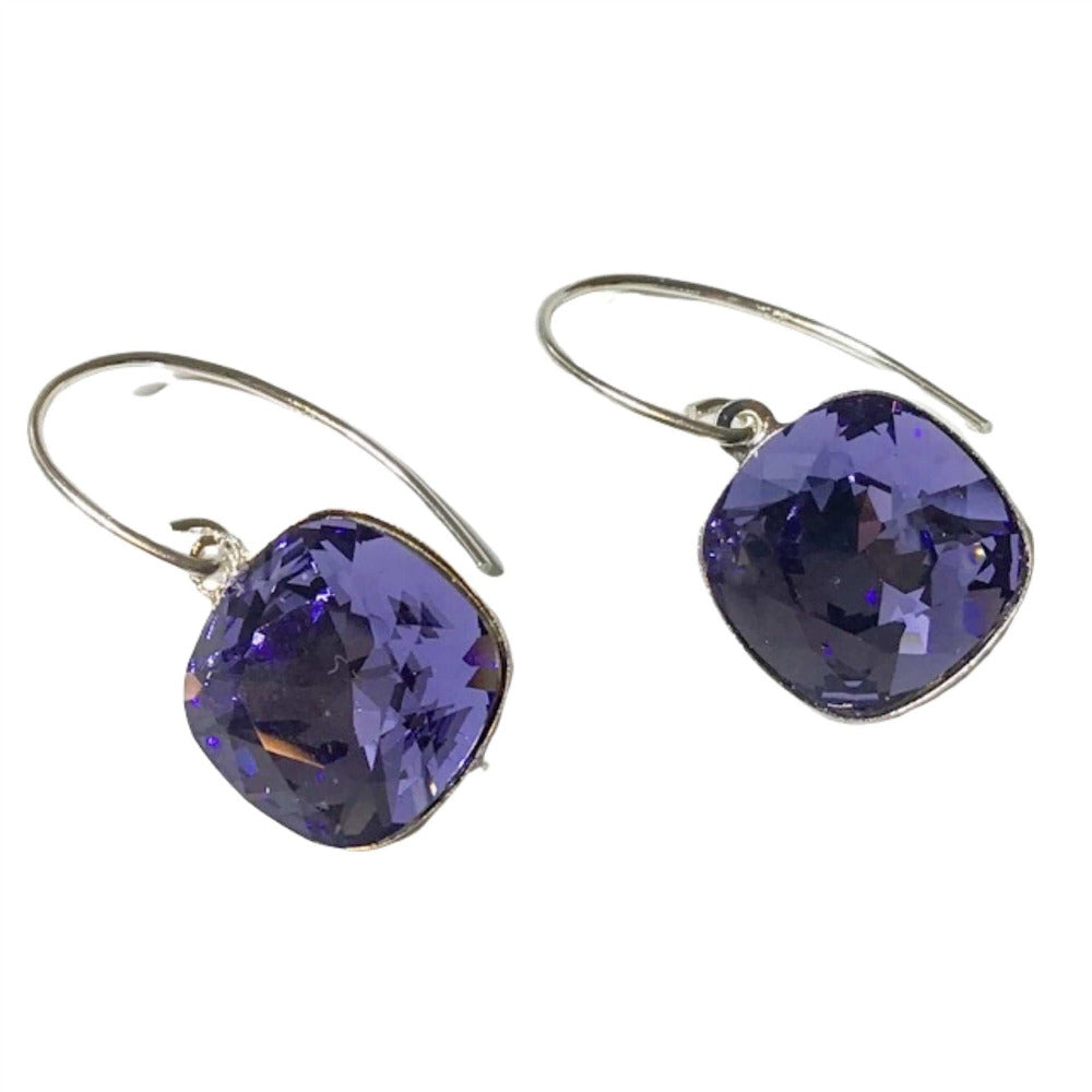 Lady Grey Beads Earrings Dazzling Deep Purple: Swarovski Crystal Earrings