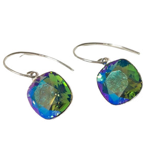 Lady Grey Beads Earrings Dazzling Into the Forest Green: Swarovski Crystal Earrings