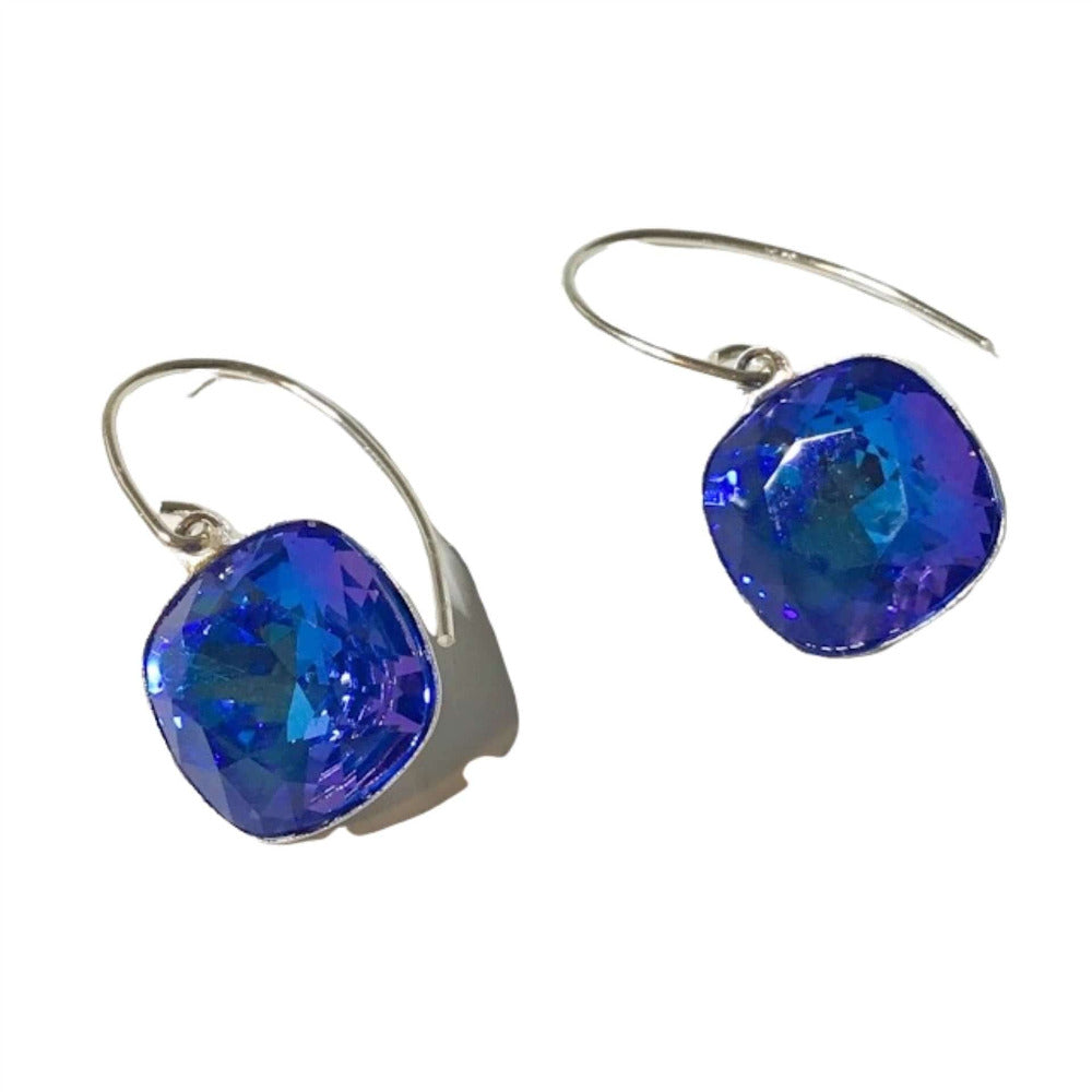 Lady Grey Beads Earrings Dazzling Majestic Blue: Swarovski Crystal Earrings