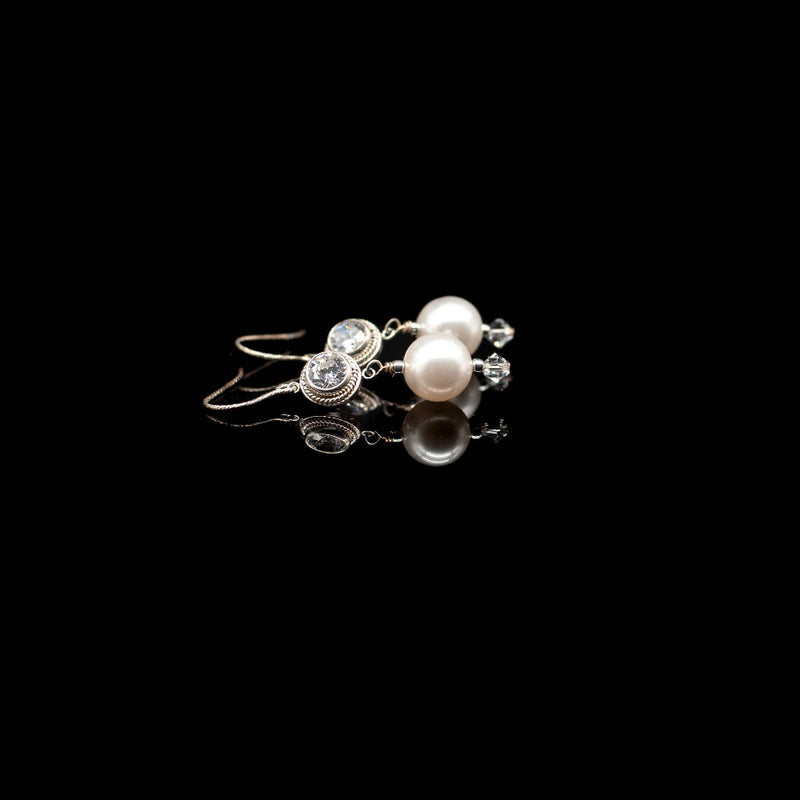 Lady Grey Beads Earrings Diamonds & Pearls: Statement Earrings