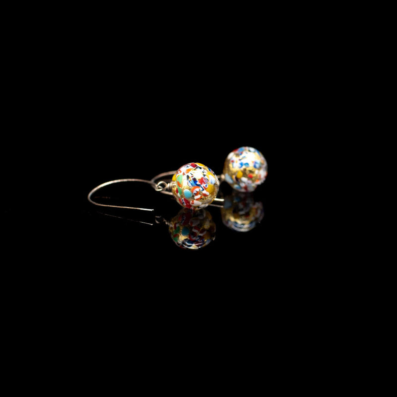 Lady Grey Beads Earrings Gold Klimtesque Swirl Sphere: Venetian Statement Earrings