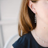 Lady Grey Beads Earrings Herkimer Diamonds, Moonstone and Pearls: Statement Earrings