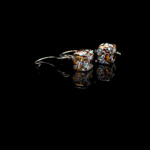 Lady Grey Beads Earrings Klimtesque Cubed: Venetian Glass Earrings
