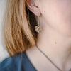 Lady Grey Beads Earrings Klimtesque Swirl on Gold Cube: Venetian Glass Earrings
