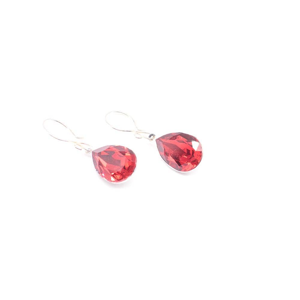 Lady Grey Beads Earrings Majestic Red Teardrop: Swarovski Crystal Earrings