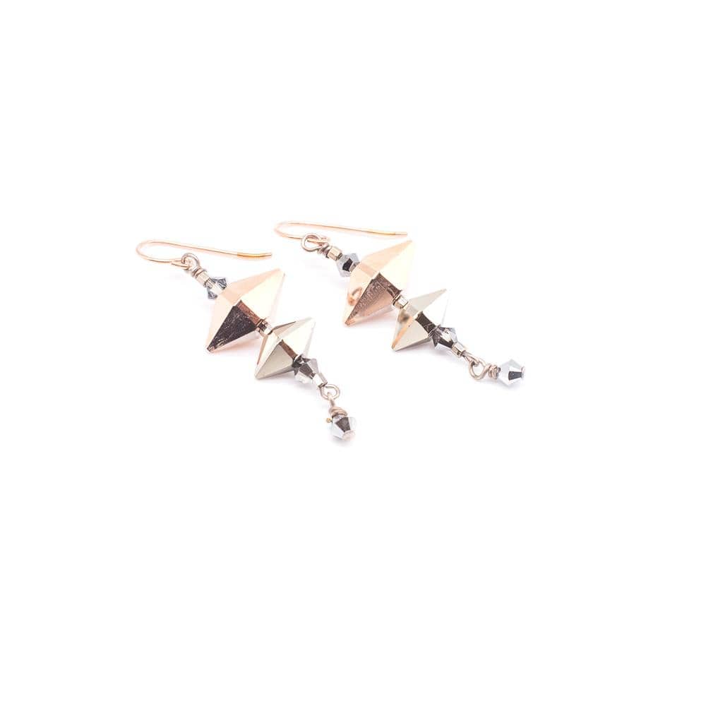 Lady Grey Beads Earrings Metal & Rose Gold Daggers & Spikes: Swarovski Crystal Earrings