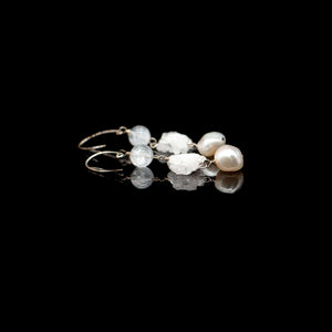 Lady Grey Beads Earrings Moonstone, Pearl & Druzy: Natural Stone Earrings