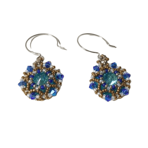 Lady Grey Beads Earrings Queen of the Bay, Blue Moon: Beadwoven Statement Earrings