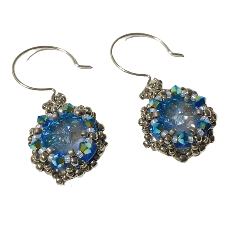 Lady Grey Beads Earrings Reign, Blue Nymph: Beadwoven Statement Earrings