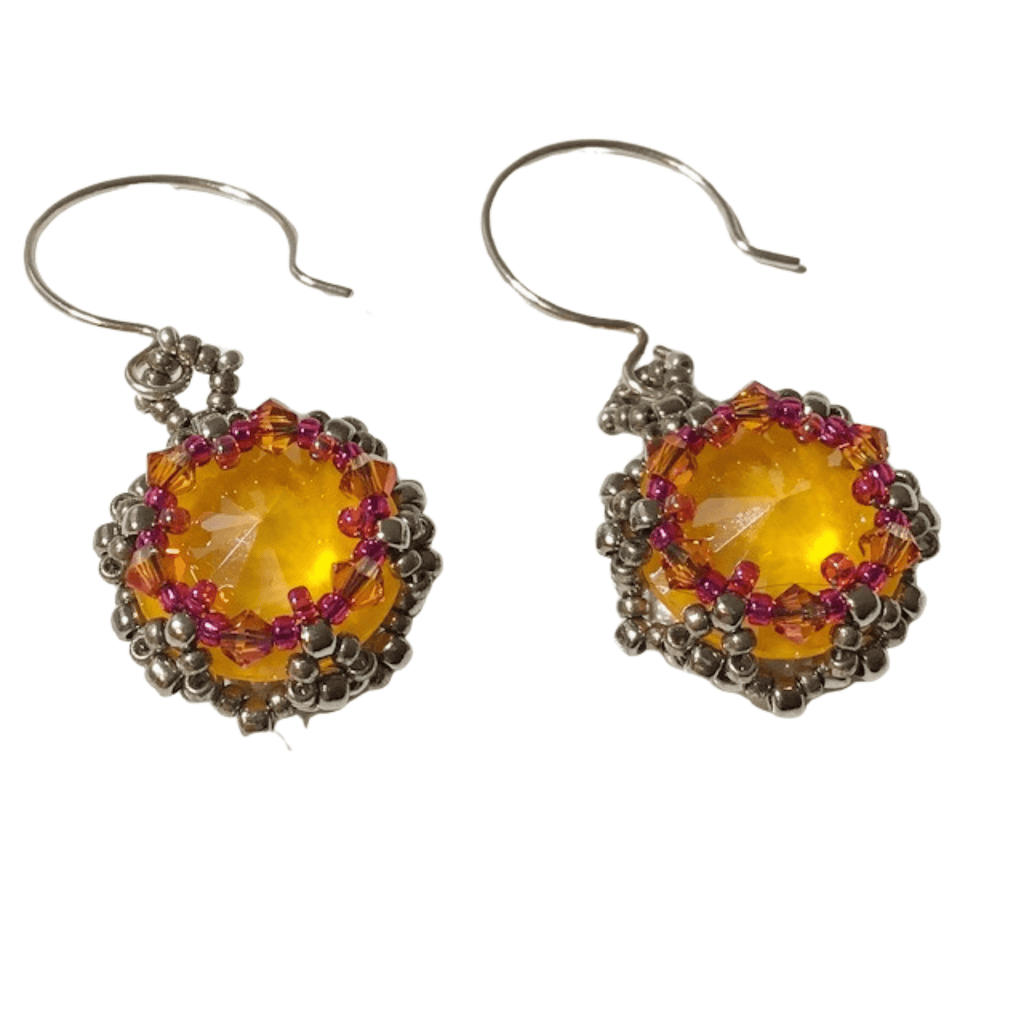 Lady Grey Beads Earrings Reign, Canary Yellow: Beadwoven Statement Earrings