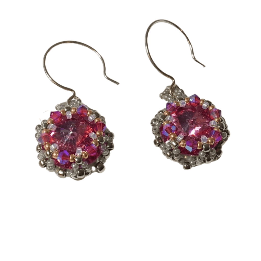 Lady Grey Beads Earrings Reign, Cherry Blossom: Beadwoven Statement Earrings
