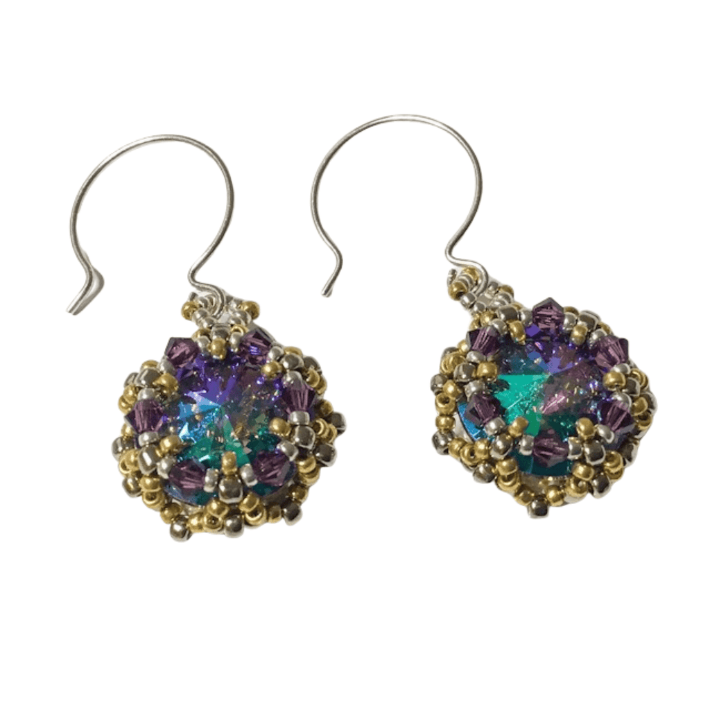 Lady Grey Beads Earrings Reign, Purple Paradise: Beadwoven Statement Earrings