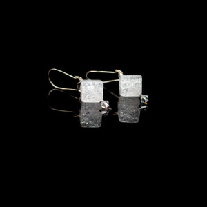 Lady Grey Beads Earrings Rock Quartz Cubes: Natural Stone Earrings