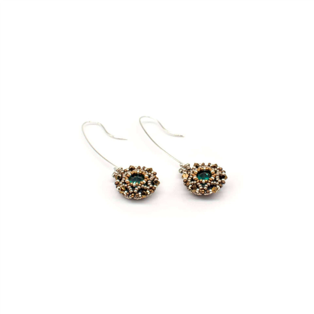 Lady Grey Beads Earrings Saoirse's "Emerald Queen": Beadwoven Swarovski Crystal Earrings