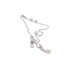 Lady Grey Beads Necklace Exquisite Pearl Pendant and Italian Sterling Silver Chain Necklace