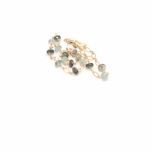 Lady Grey Beads Necklace Moss Aquamarine & Green Tourmaline: Natural Stones Necklace