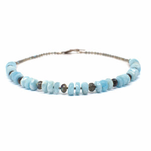 Lady Grey Beads Necklace Serena: Aquamarine & Labradorite Statement Necklace