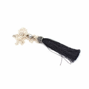 Lady Grey Beads Necklace The Black Silk Tassel Necklace