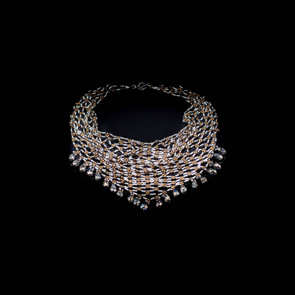 Lady Grey Beads Necklace The Lioness: Bead Woven Statement Necklace